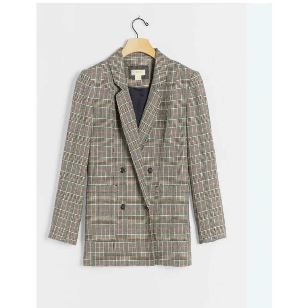 2 for $15 😍 Anthropologie Maeve Relaxed Herringbone Lilith Blazer– Black/Tan – 2 - Picture 2 of 7